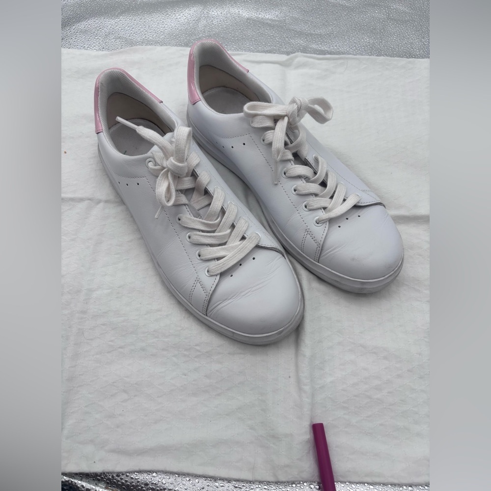 Tory Burch Howell Court Sneakers in Titanium White/Petunia Size 10M - Picture 1 of 7